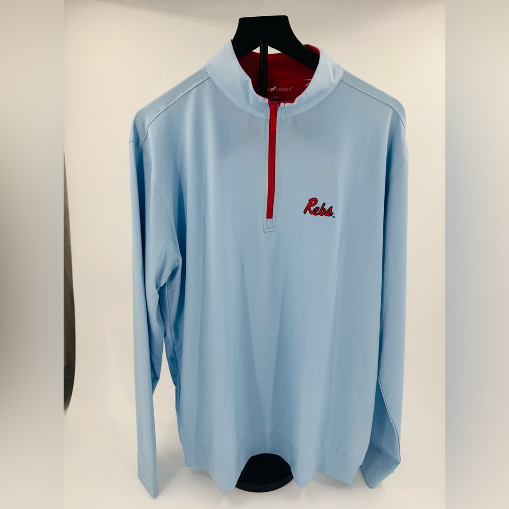 Powder Blue Horn Legend Ole Miss "Rebs" Quarter-Zip! Large - NWT - Picture 2 of 4